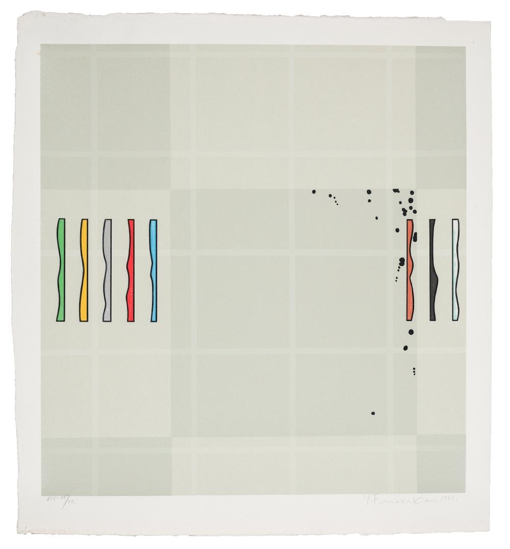Artwork by Yoshisuke Funasaka, Composition number 655, Made of Color screenprint and woodcut, with mica ink