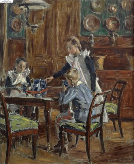 "Le déjeuner du matin" ; Les enfants de l'artiste dans la salle à manger de Fère-en-Tardenois by Étienne Moreau-Nélaton, 1901