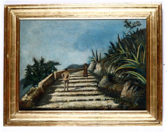 Daniele Ranzoni | Paesaggio con scalinata e figure | MutualArt
