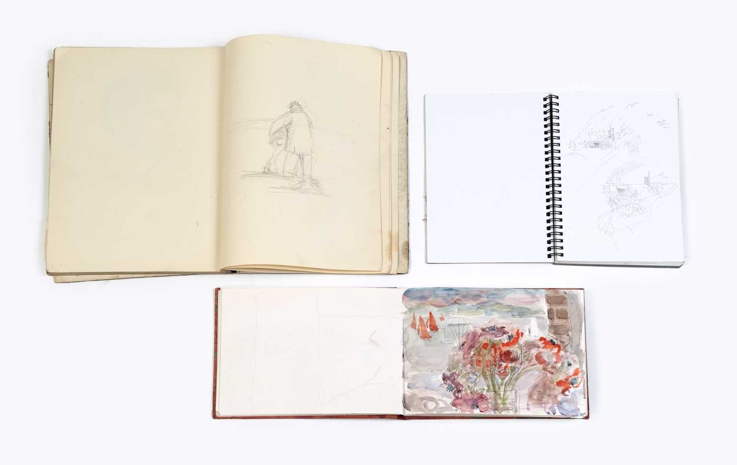 Artwork by Jane Dowling, Three sketchbooks to include studies; portraits, landscapes, etc., Made of watercolours and pencil