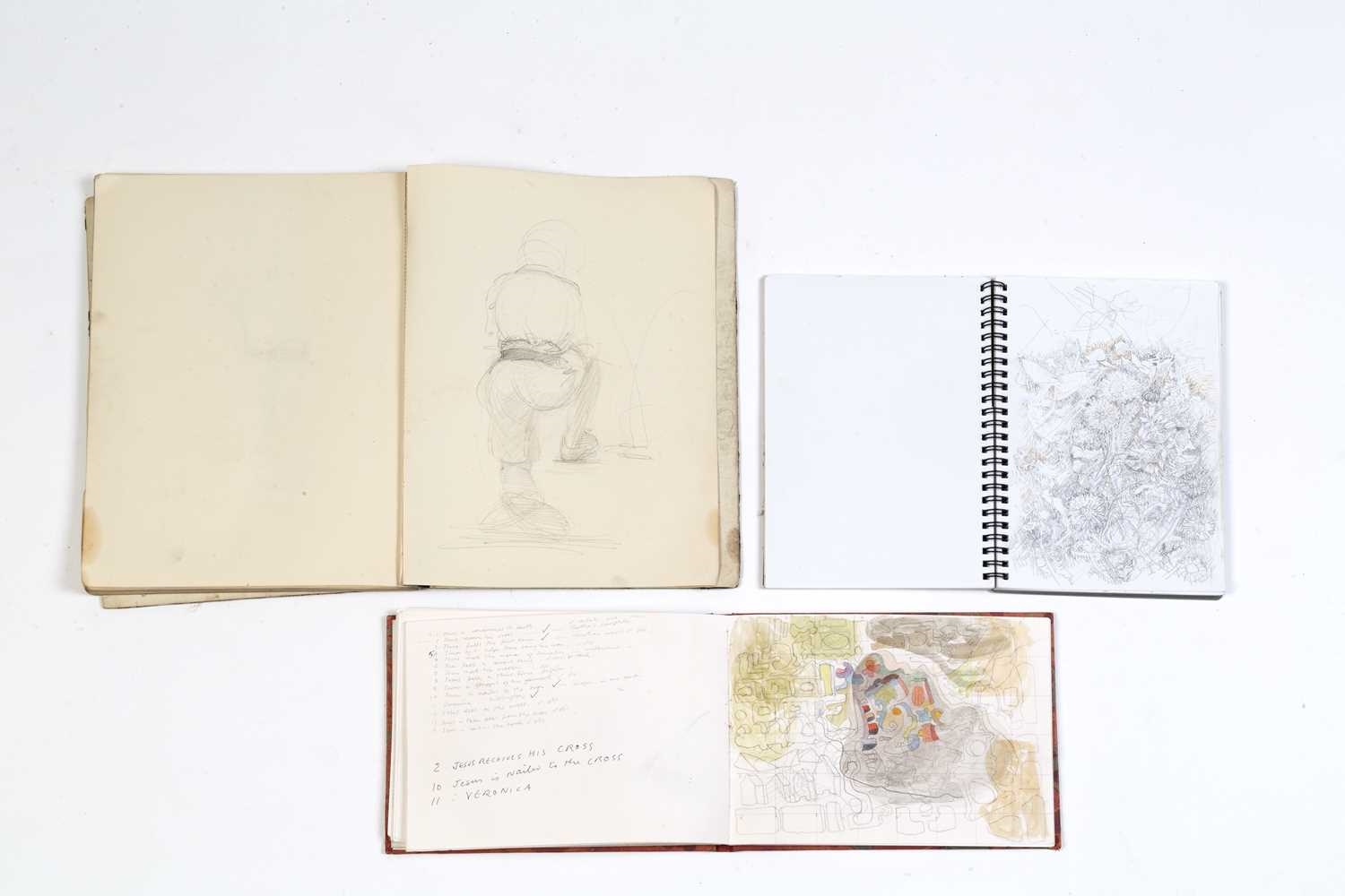Artwork by Jane Dowling, Three sketchbooks to include studies; portraits, landscapes, etc., Made of watercolours and pencil