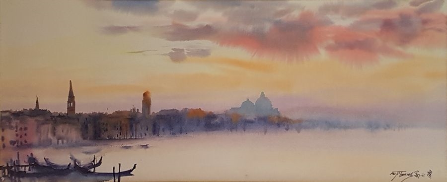 Artwork by Fu Ji Tsang, Venetian Horizon I, Made of Watercolor on paper