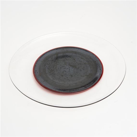A CAMILLA MOBERG ART GLASS PLATE DIA.37CM - Camilla Moberg