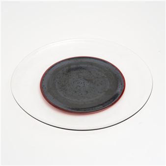 A CAMILLA MOBERG ART GLASS PLATE DIA.37CM - Camilla Moberg