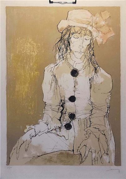 JEAN JANSEM【カフェシアターの一幕】lithograph Jean Jansem | Lithograph On Paper Depicting A Sited Woman | MutualArt