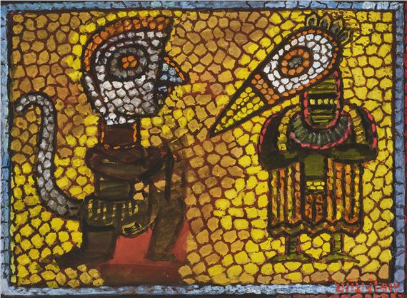 Untitled (Hanuman and Jatayu) by Jamini Roy, 1956