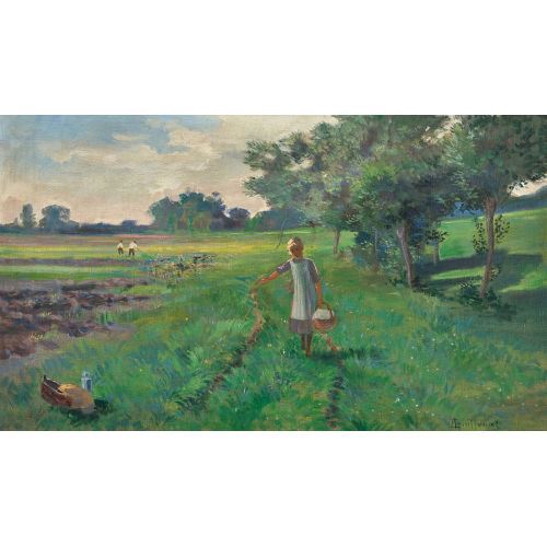 Feldlandschaft mit Bauernmädchen by Louis Constant Guillaume
