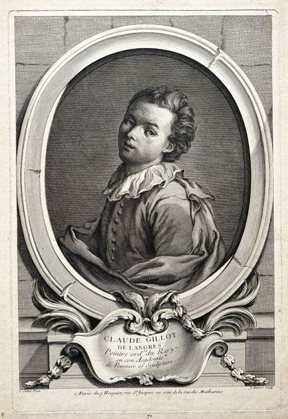 Artwork by Jean Aubert, PORTRAIT of "Claude... - Lot, Made of Etching and burin engraving