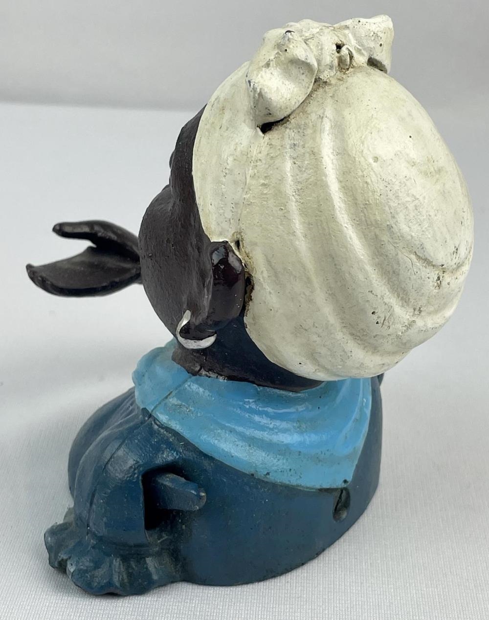 Artwork by John Harper, Vintage John Harper Cast Iron Mammy in Blue Dress Black Americana Mechanical Bank WORKS, Made of cast iron