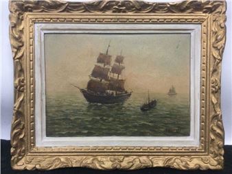 Maurice VERBRUGGE (XIX-XXth), Matin en mer, Oil on paper pasted on panel, SBD, dim - Maurice Verbrugge