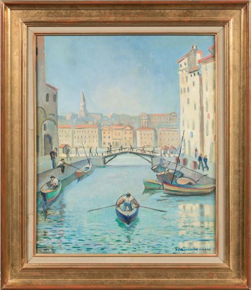 André VERDILHAN (1881-1963). Ancien quai du Canal à Marseille. Huile sur toile. Signé en bas à droite. Titré au dos. 61 x 50 cm. OH by Andre Verdilhan