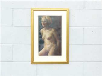 female nude study. Unsigned. Image size 50.5cm x 29cm. With receipt from John Stocks Gallery - Violet Neish