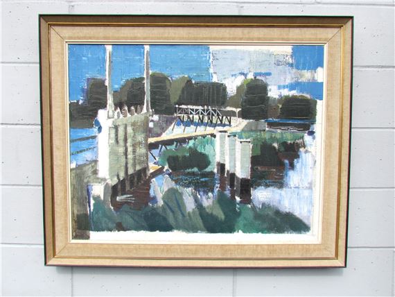 Hambledon Weir I'. Signed bottom right and dated - Carl Cheek