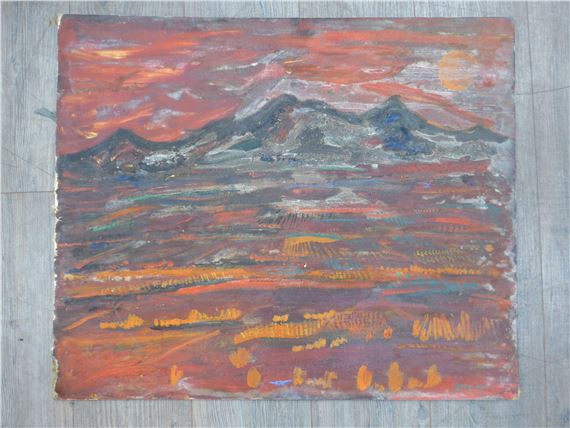 An unframed  mountainous scene by Bata Protic, dated 62