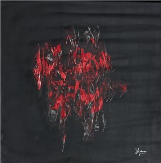 Untitled Painting (Composition in Black and Red - Juan Carlos Areoso