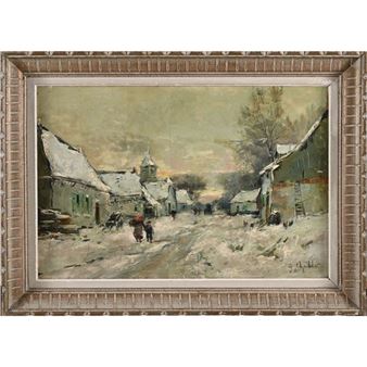 Animation dans le village sous la neige - Chaillier Guy