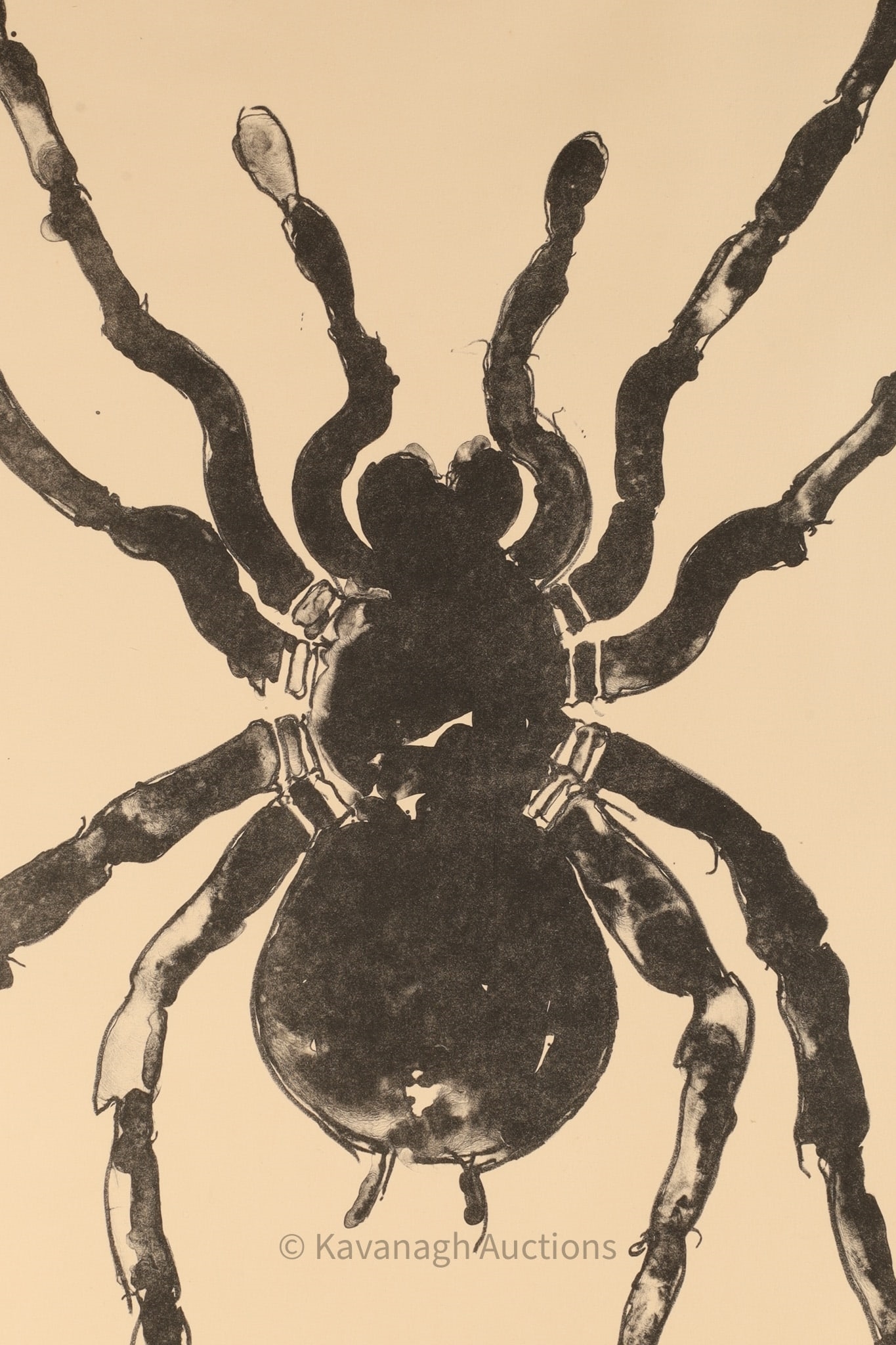 Artwork by Philip Bornarth, Philip Bornarth Large Spider Print Signed 1970, Made of glass