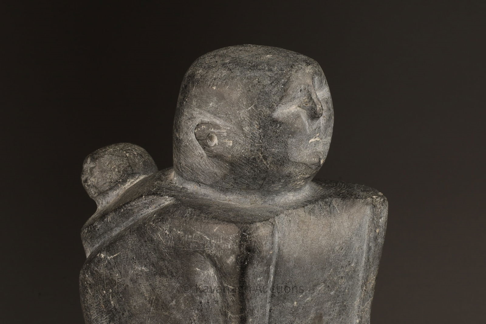 John Kavik | John Kavik Inuit Soapstone Sculpture Mother Child | MutualArt