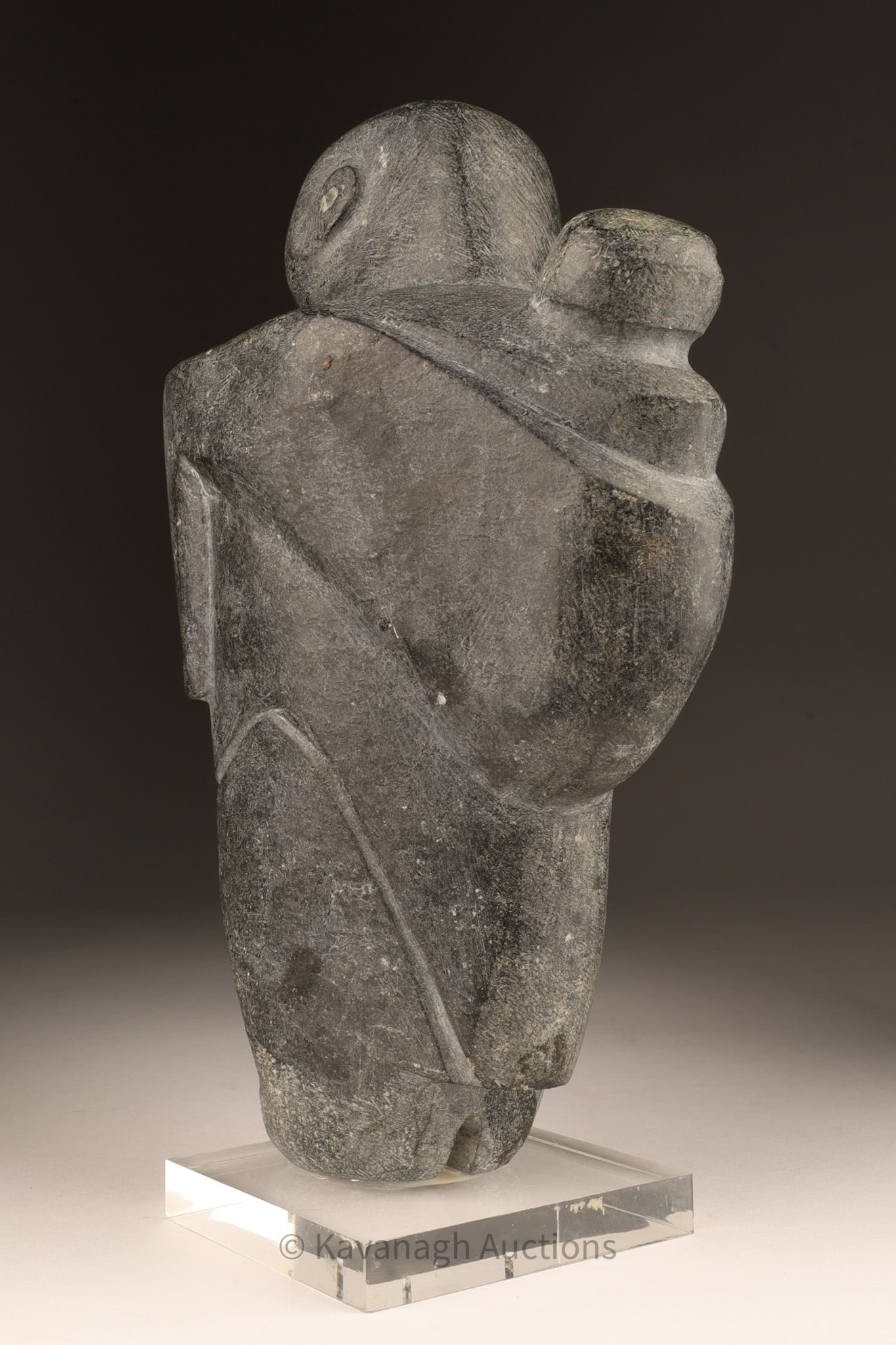 John Kavik | John Kavik Inuit Soapstone Sculpture Mother Child | MutualArt