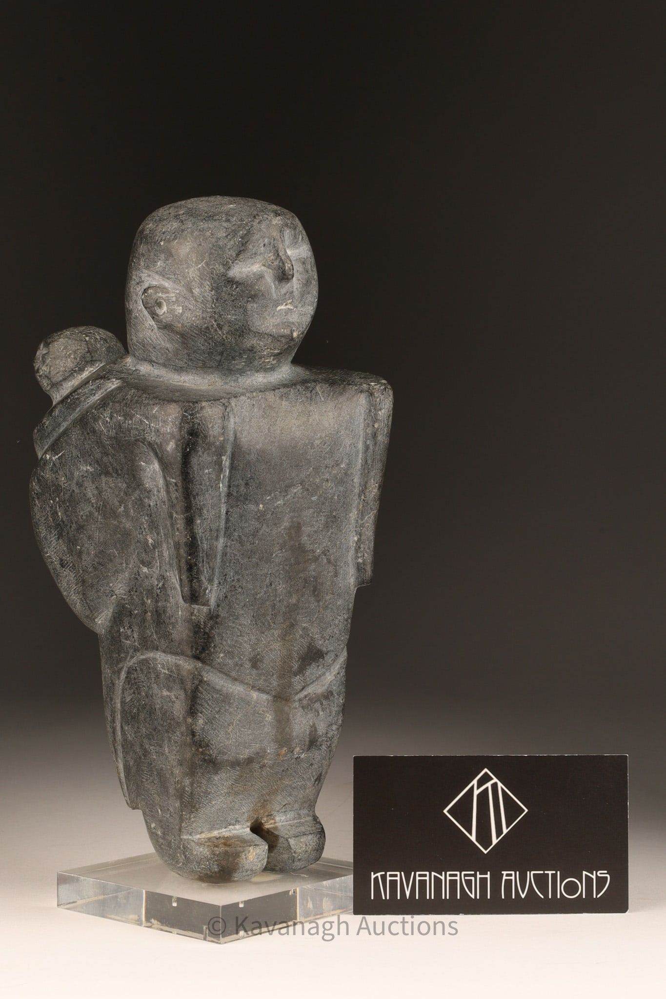 John Kavik | John Kavik Inuit Soapstone Sculpture Mother Child | MutualArt