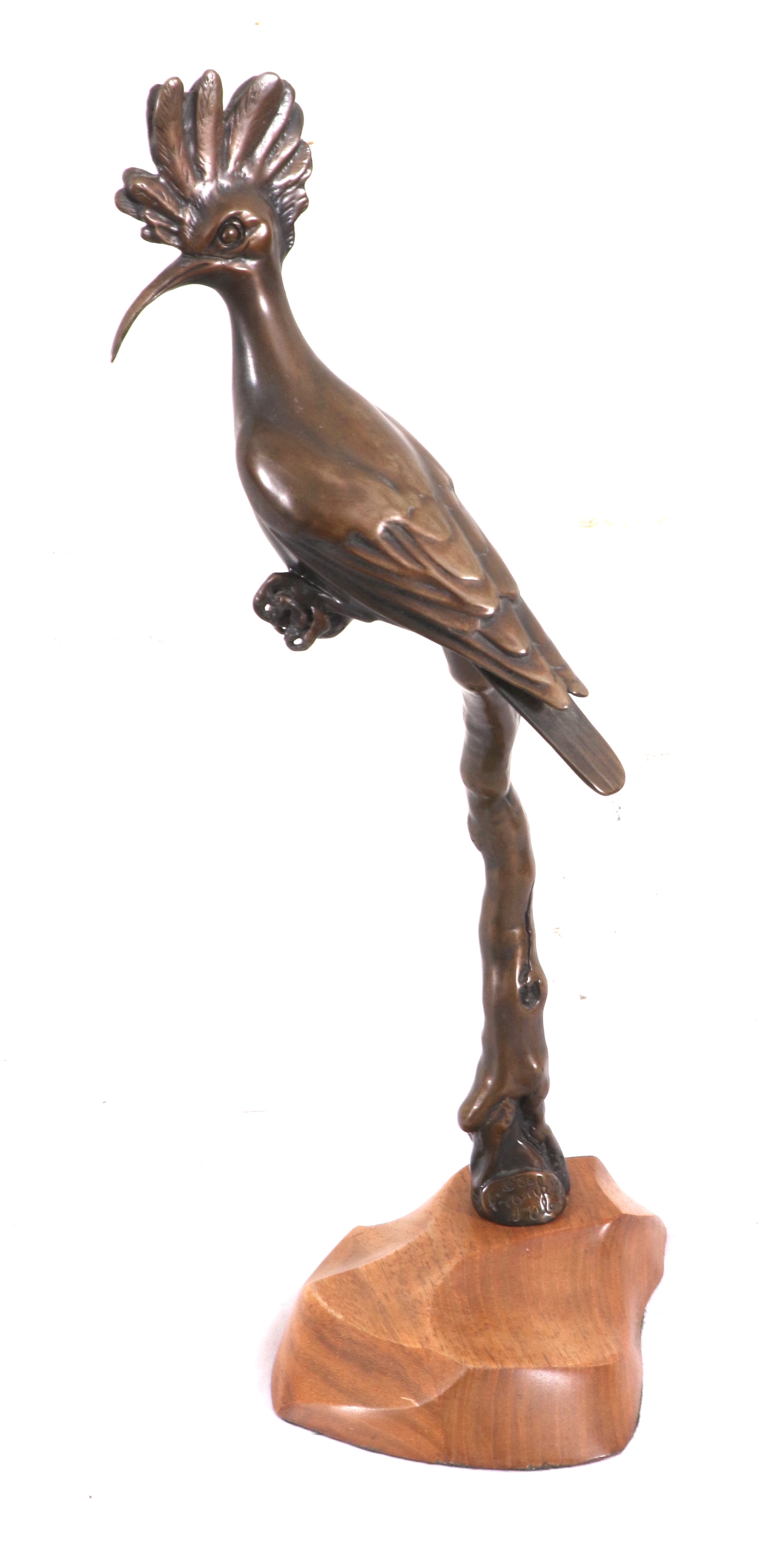 Artwork by Frank Miles, HOOPOE ON A BRANCH, Made of patinated bronze