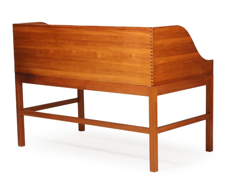 Artwork by Andreas Hansen, Writing desk of solid pitch pine, brass fittings, Made of Pine