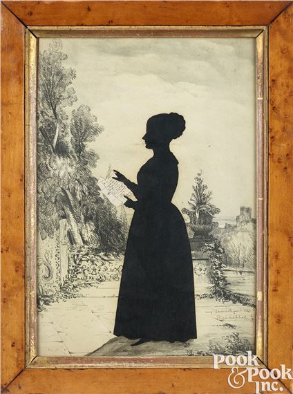 Auguste Edouart, cutwork silhouette of a woman by Augustin Amant Constant Fidèle Edouart, inscribed 1842
