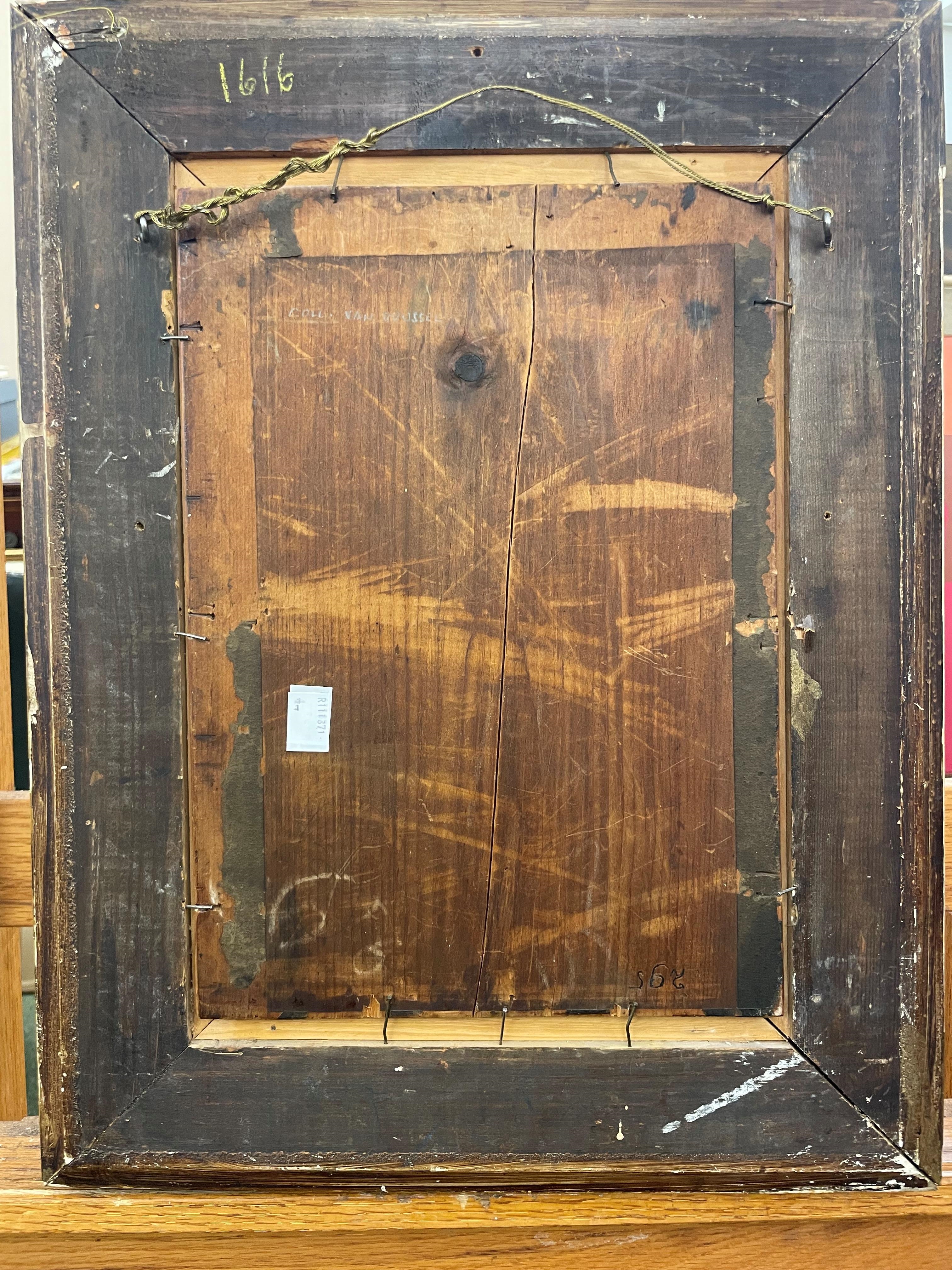Artwork by M. R. Koolbrandt, Still life of flowers in a classical vase on a marble ledge, Made of oil on panel