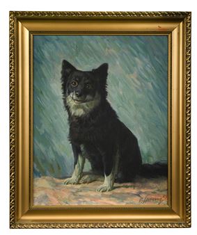 Portrait of a black and white dog - Hans Otto Spreng