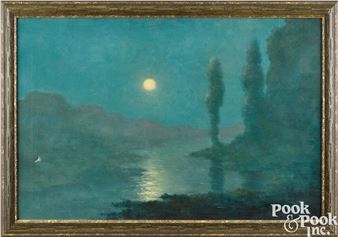 Karl Termohlen, oil on canvas tonalist nocturne - Karl Emil Termohlen