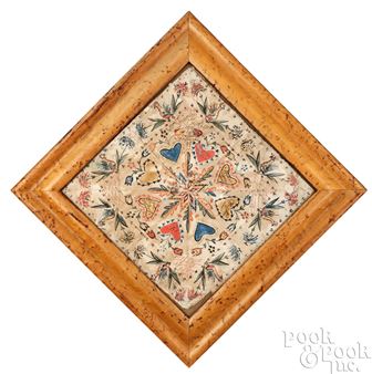 Alsatian watercolor and pinprick fraktur - Hans Jacob Brubacher