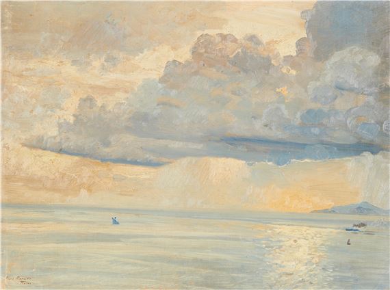 (Mönchengladbach 1866-1947 Rom) Abendstimmung am Meer bei Rom by Max Roeder