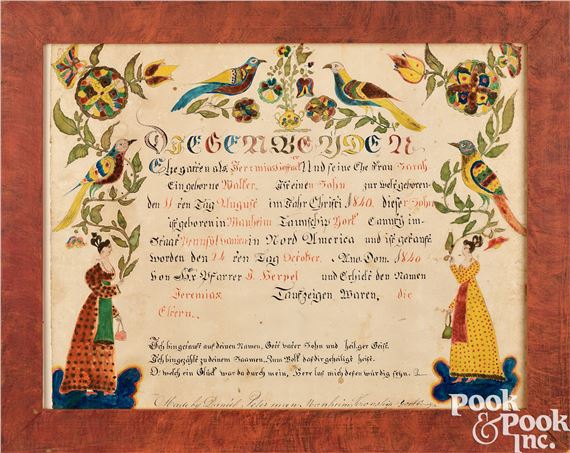 Daniel Peterman, fraktur birth certificate by Daniel Peterman