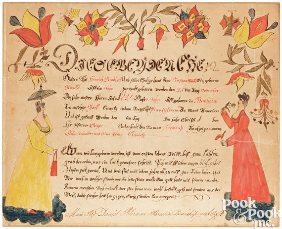 Daniel Peterman, fraktur birth certificate by Daniel Peterman
