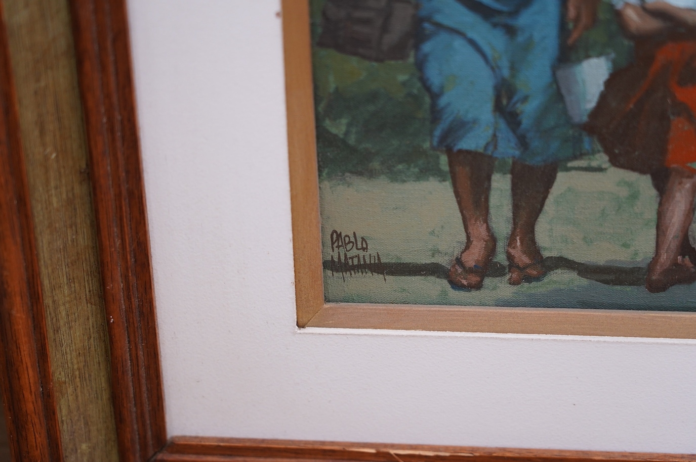 Artwork by Pablo Matania, Five figures walking, Made of oil on canvas