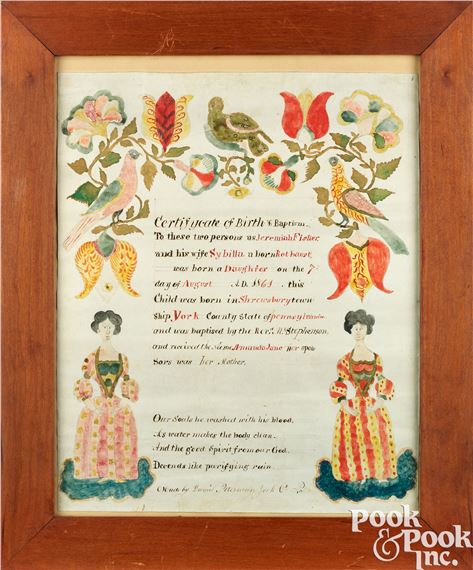 Daniel Peterman, fraktur birth certificate by Daniel Peterman