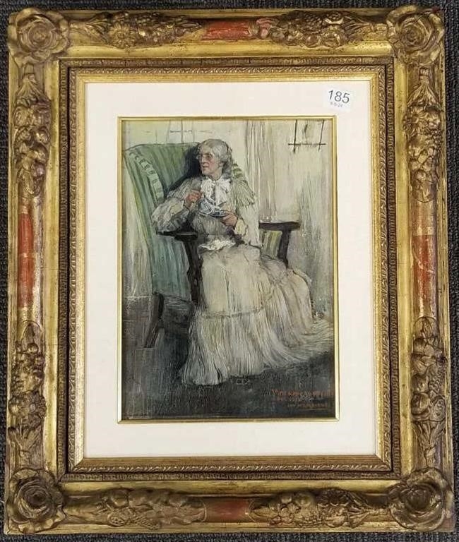 Jay Hambridge | woman drinking tea - in ornate frame - 18 x 16 O.D ...