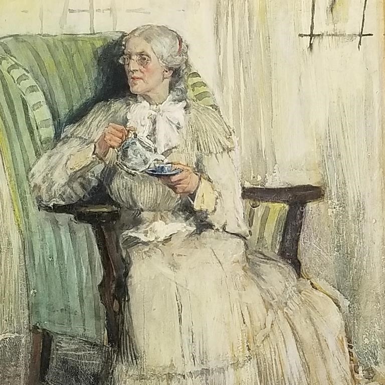 Jay Hambridge | woman drinking tea - in ornate frame - 18 x 16 O.D ...