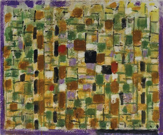 Composition 315 (Violet et vert) by Roger Bissière, Painted in 1956