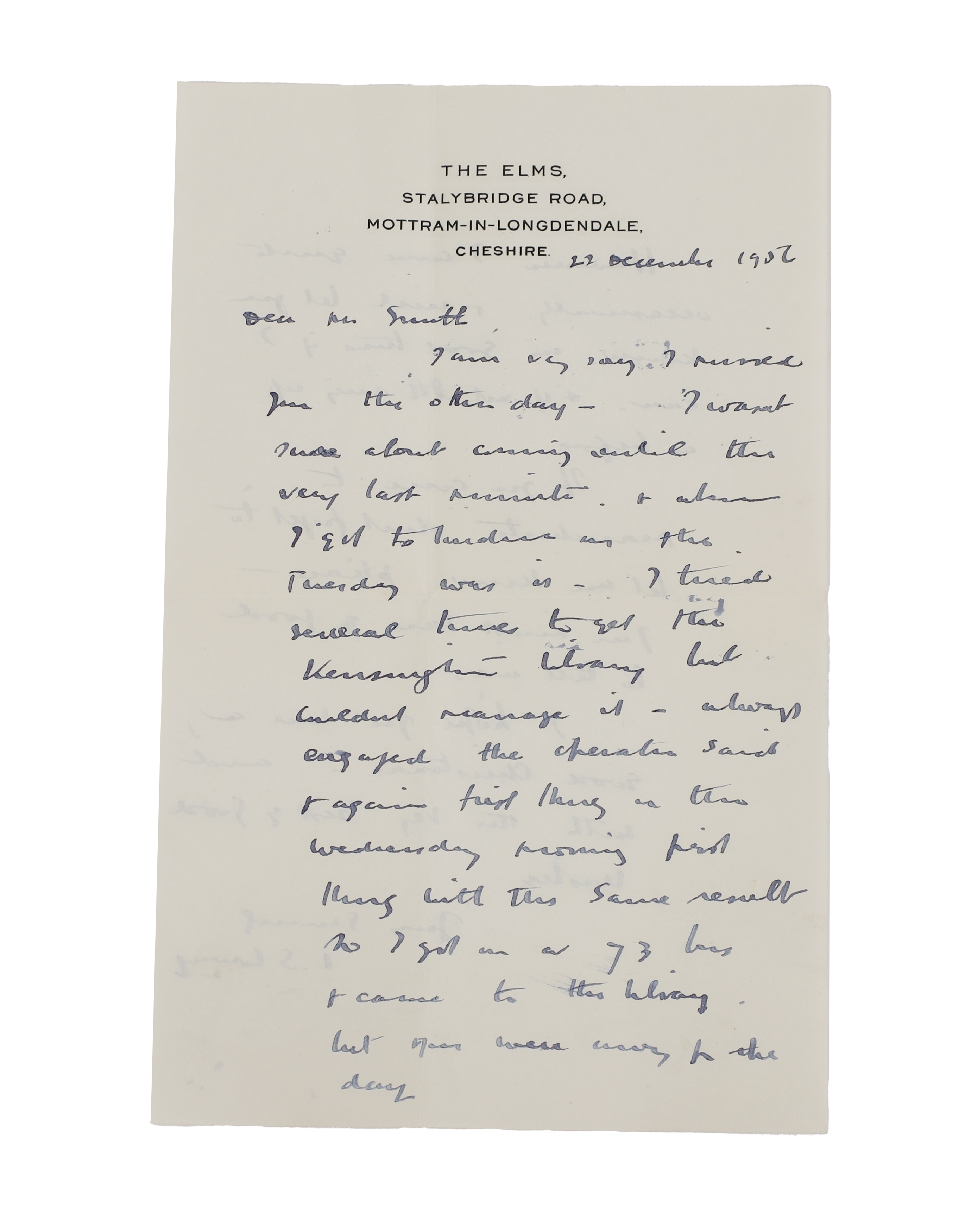 Laurence Stephen Lowry | A handwritten letter to Harold Smith Esq ...
