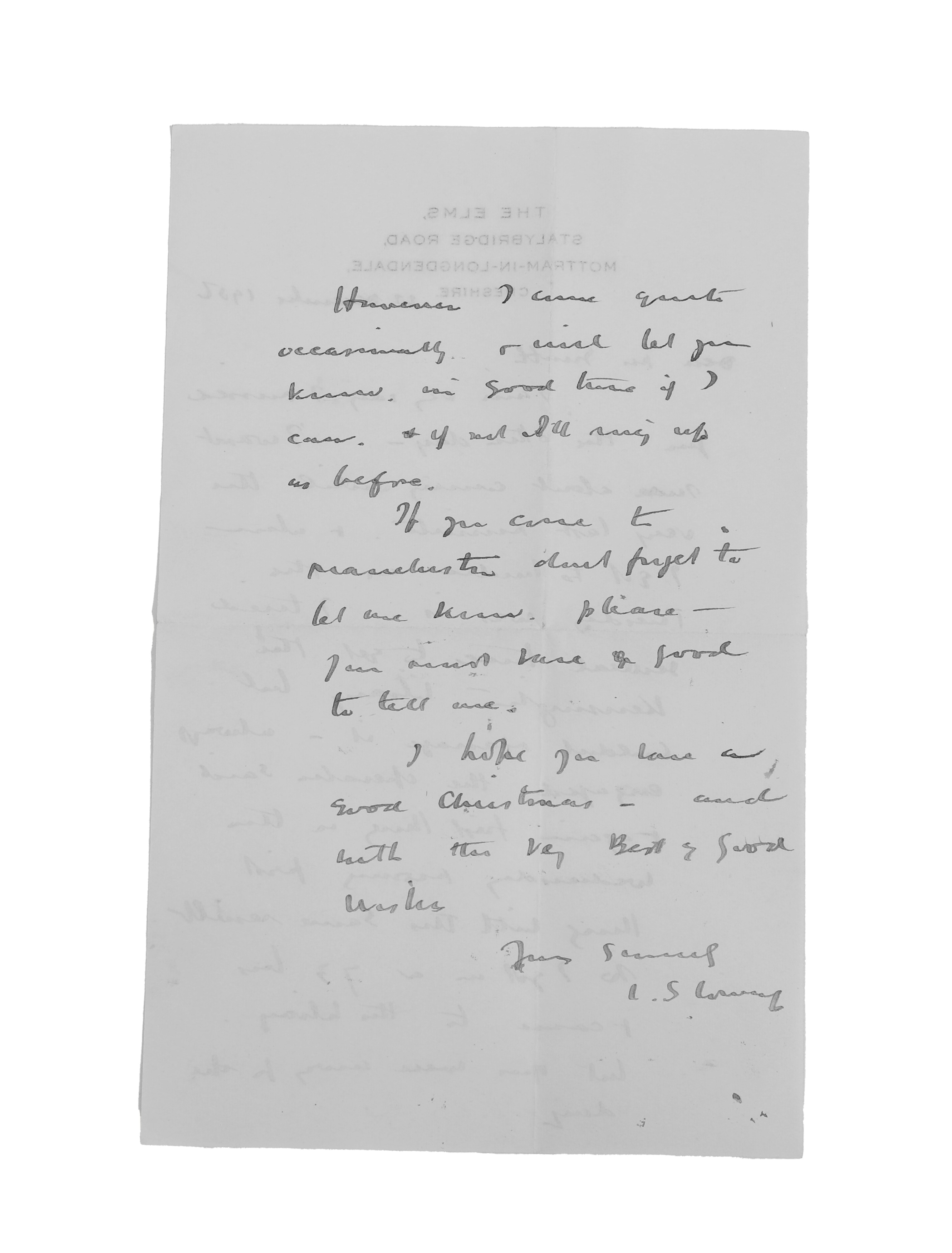 Laurence Stephen Lowry | A handwritten letter to Harold Smith Esq ...