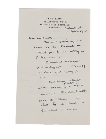 Laurence Stephen Lowry | A handwritten letter to Harold Smith Esq ...