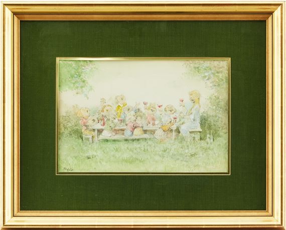 Glada sångare vid bordet