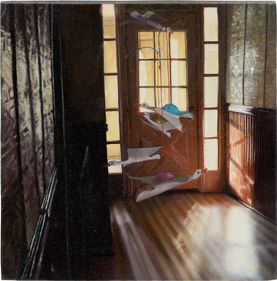 Hallway with bird mobile by Jenna Gribbon, Painted in 2006
