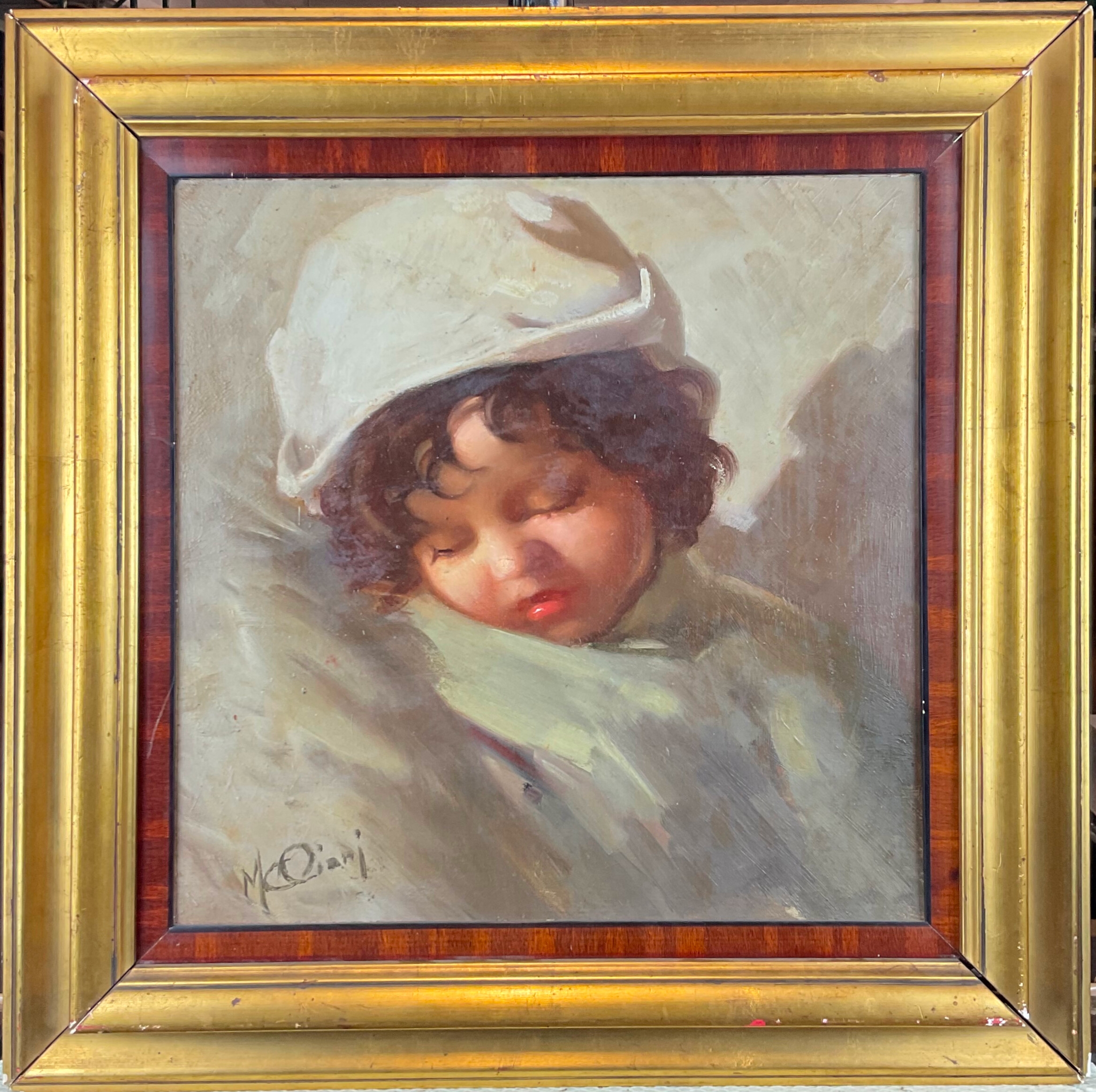 Artwork by Manlio Ciani, Ritratto di fanciulla addormentata, Made of oil on plywood