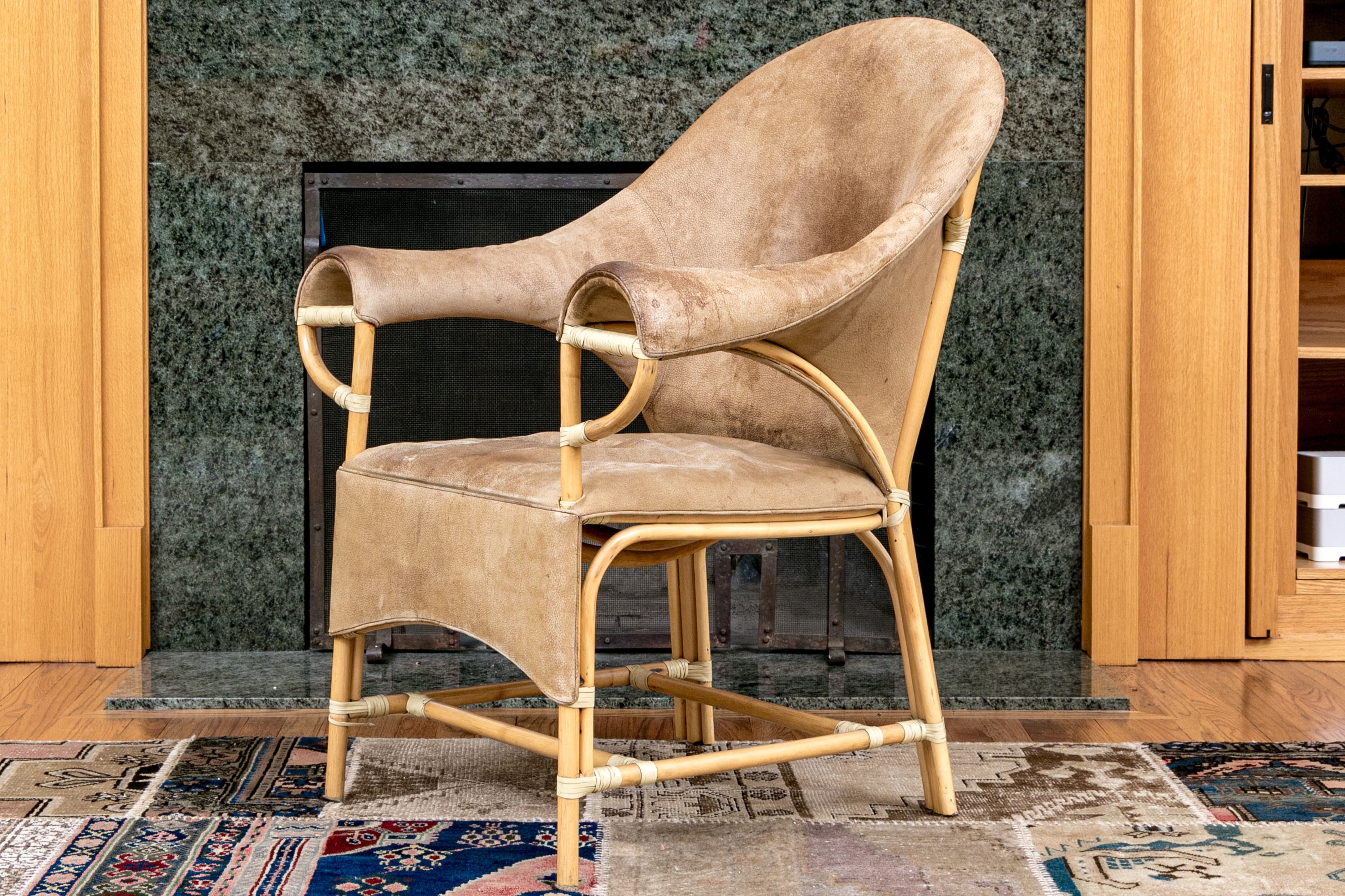 Budji Layug | Mid-Century Modern Leather And Rattan Chair Attributed To ...