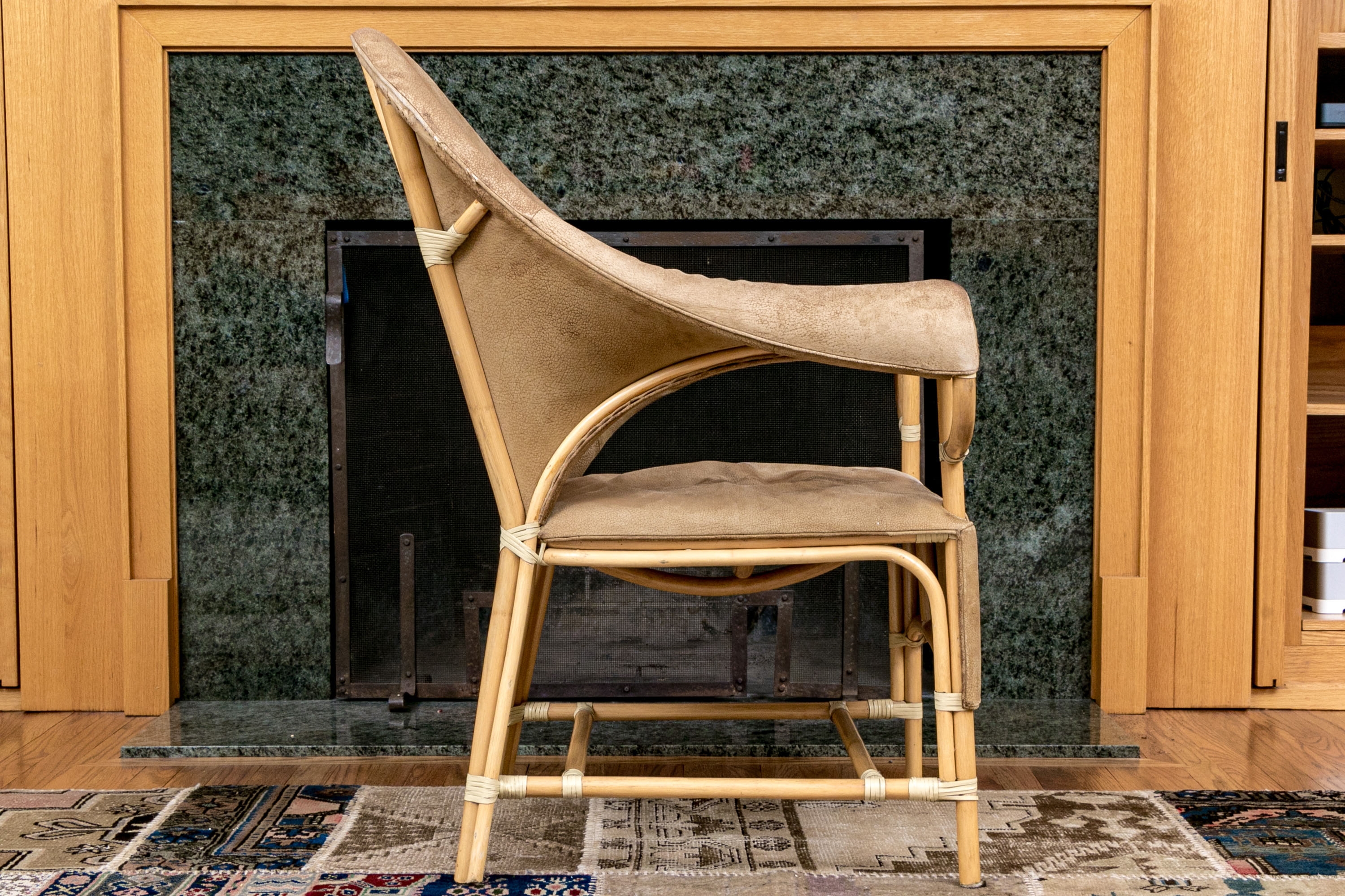 Budji Layug | Mid-Century Modern Leather And Rattan Chair Attributed To ...
