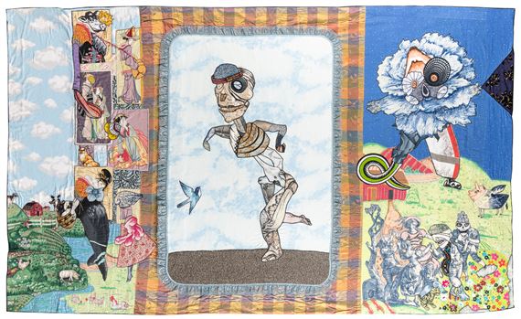 1942). About Now. 2004. Fabric patchwork on canvas - China Marks