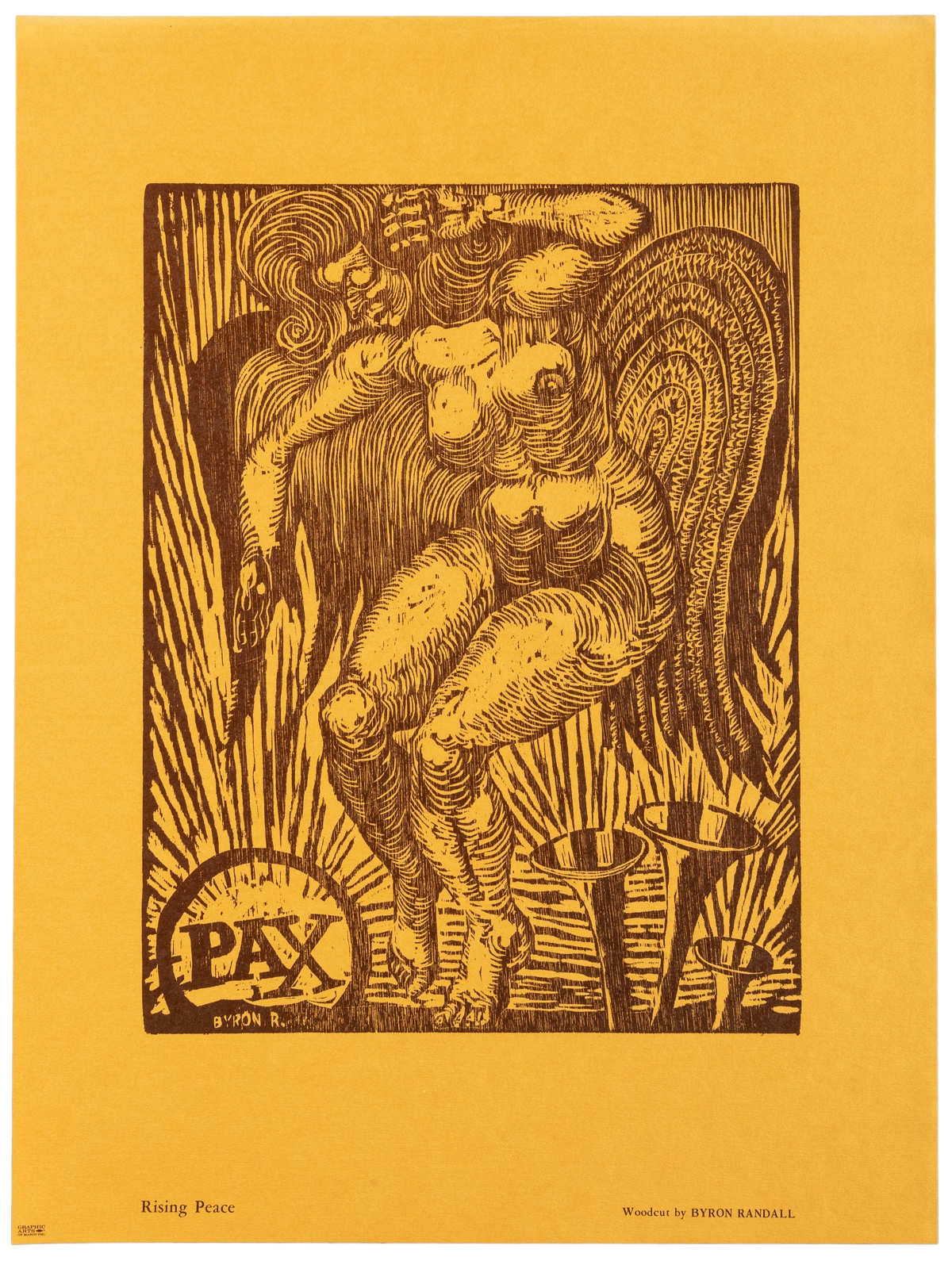Artwork by Byron Randall, Prints of Peace and Protest, Made of woodcuts on paper