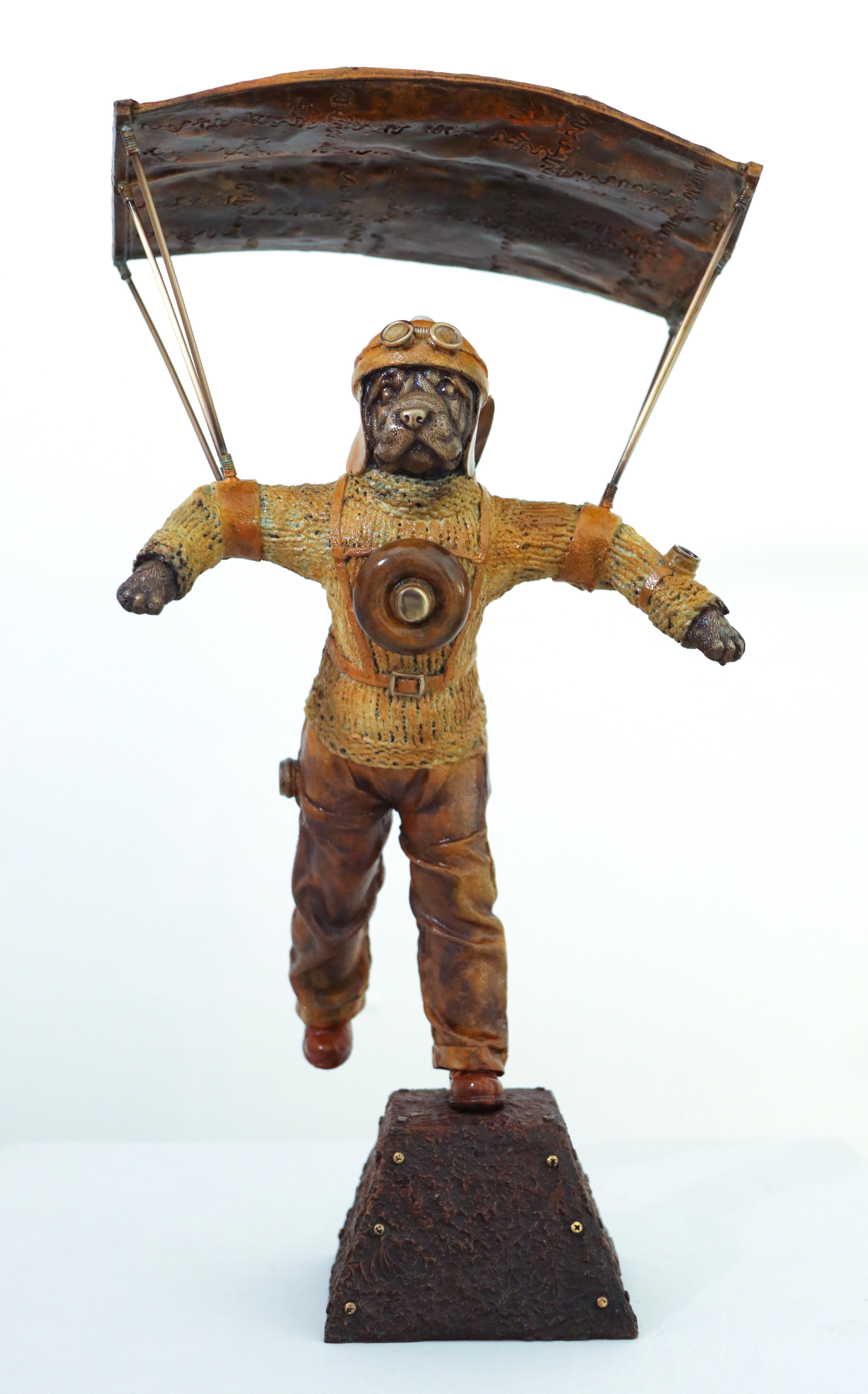 Artwork by Don Ken, Flight Attempt D.K.09, Made of Sculpture in bronze